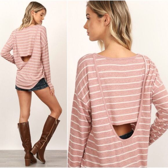 Pink & White Open Back Hi/Lo Top - Picture 3 of 8